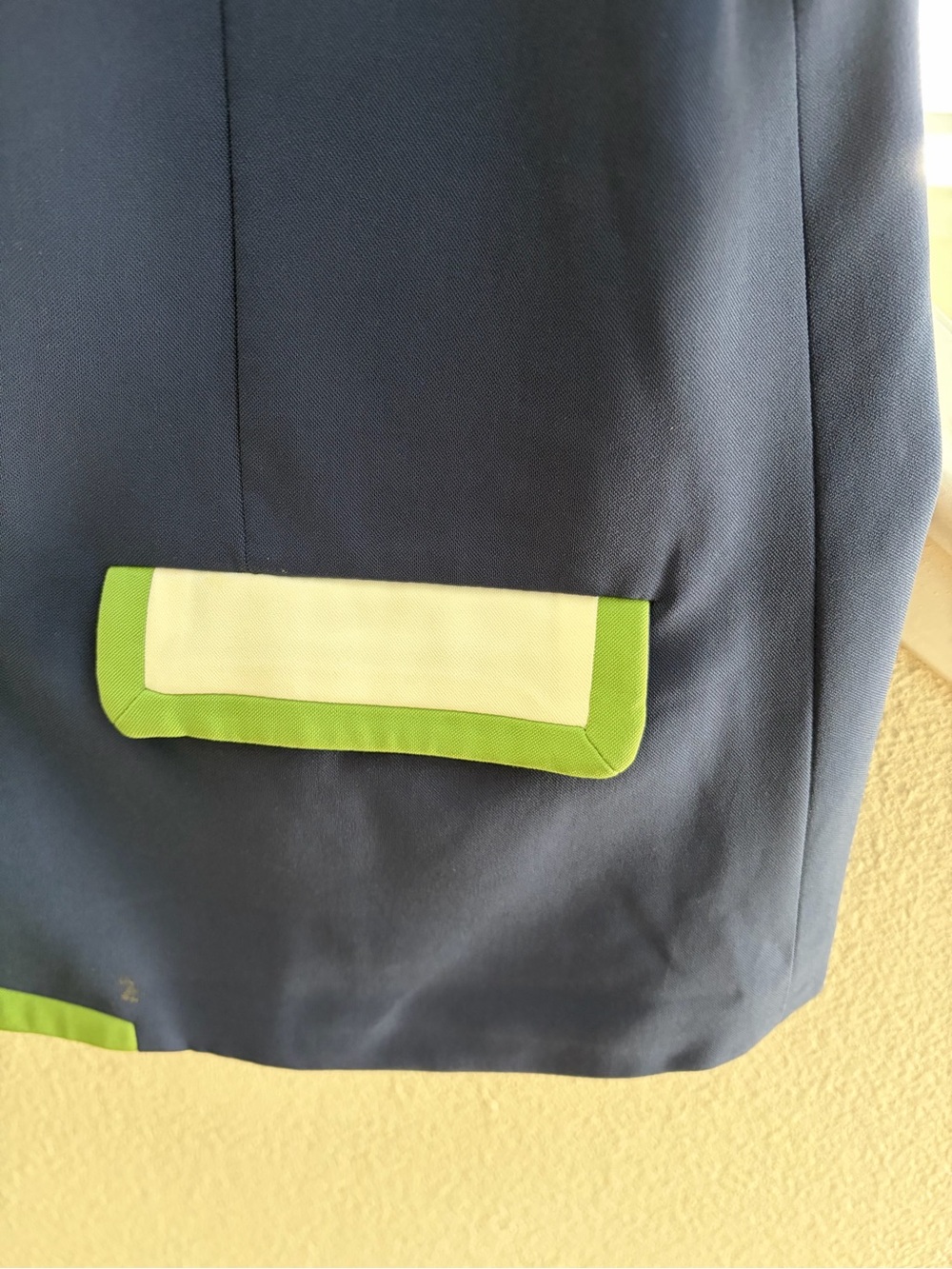 Mauve by Anthropologie French Navy Blazer with White & Green Trim Sz XS - Picture 7 of 9